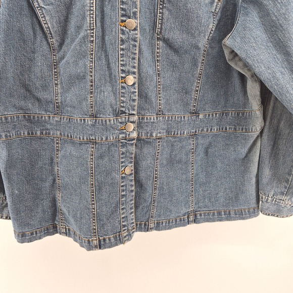 Venezia Womens Denim Jacket Blue Button Front Plus Size 22 24 Western Barn Coat - Picture 4 of 12